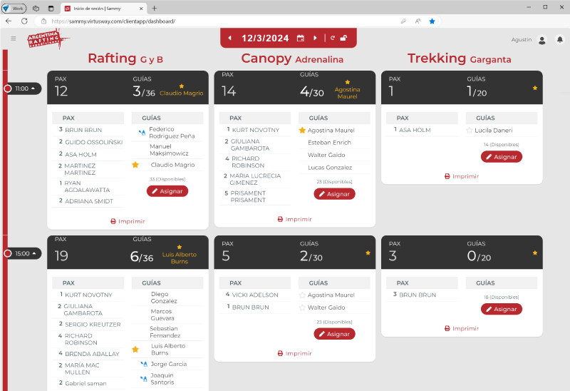 Imagen del dashboard de la aplicación Sammy 